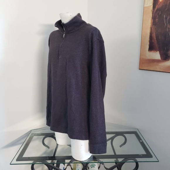 Men's Van Heusen Heather Gray Flex Mock Neck Long Sleeve 1/4 Zip Polo Sz XL - Picture 8 of 10